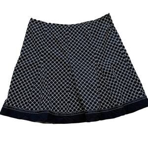 Cotton Black & White Geometric / Circle Print A-Line, Flare, Full Skirt, Size 18